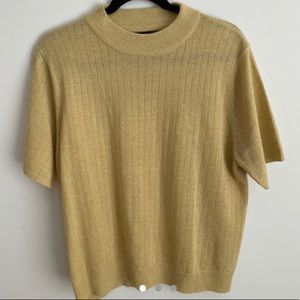 Sag Harbor Knit Sweater Top with Metallic Gold Threads Size L